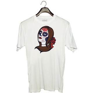                       UDNAG Unisex Round Neck Graphic 'Illustration | Female Zombie' Polyester T-Shirt White                                              