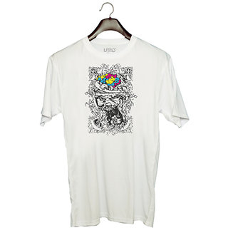                       UDNAG Unisex Round Neck Graphic 'Death' Polyester T-Shirt White                                              