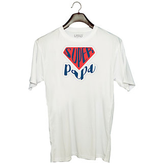                       UDNAG Unisex Round Neck Graphic 'Papa' Polyester T-Shirt White                                              