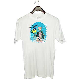                       UDNAG Unisex Round Neck Graphic 'Halloween | Halloween art' Polyester T-Shirt White                                              