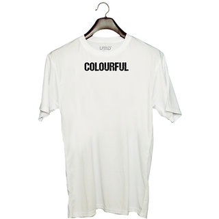                       UDNAG Unisex Round Neck Graphic 'Colourful' Polyester T-Shirt White                                              