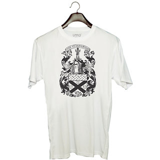                       UDNAG Unisex Round Neck Graphic 'Logo | FIDE ET INDUSTRIA' Polyester T-Shirt White                                              