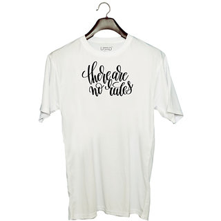                       UDNAG Unisex Round Neck Graphic 'There are no rules' Polyester T-Shirt White                                              