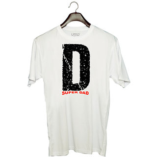                       UDNAG Unisex Round Neck Graphic 'Super Dad | The Super Dad' Polyester T-Shirt White                                              