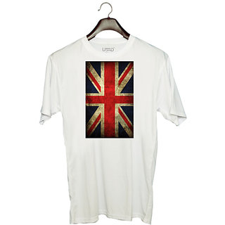                       UDNAG Unisex Round Neck Graphic 'Flag | Union Jack' Polyester T-Shirt White                                              