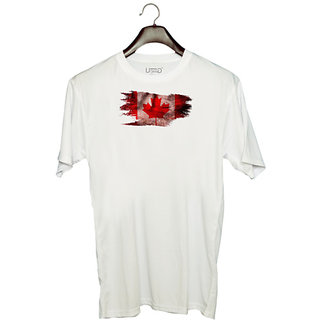                       UDNAG Unisex Round Neck Graphic 'Canada Flag | Canadian Flag' Polyester T-Shirt White                                              