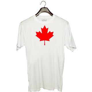                       UDNAG Unisex Round Neck Graphic 'Canadian Flag | Canadian Maple leaf' Polyester T-Shirt White                                              