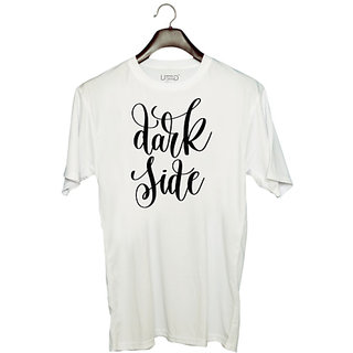                       UDNAG Unisex Round Neck Graphic 'Dark Side' Polyester T-Shirt White                                              