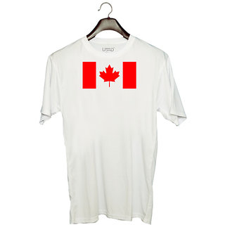                       UDNAG Unisex Round Neck Graphic 'Flag | Canadian Flag' Polyester T-Shirt White                                              