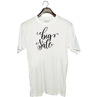                       UDNAG Unisex Round Neck Graphic 'Big sale' Polyester T-Shirt White                                              
