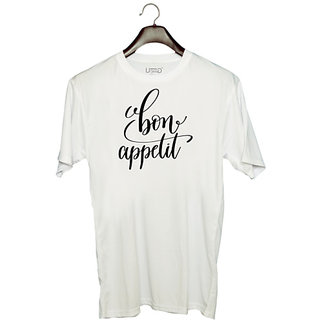                       UDNAG Unisex Round Neck Graphic 'for appetite' Polyester T-Shirt White                                              