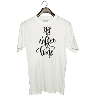                       UDNAG Unisex Round Neck Graphic 'Its coffee time' Polyester T-Shirt White                                              