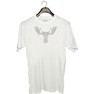                       UDNAG Unisex Round Neck Graphic 'Geometry | Moose Head Geometry' Polyester T-Shirt White                                              