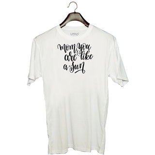                       UDNAG Unisex Round Neck Graphic 'Mom | Mom you are like a sun' Polyester T-Shirt White                                              