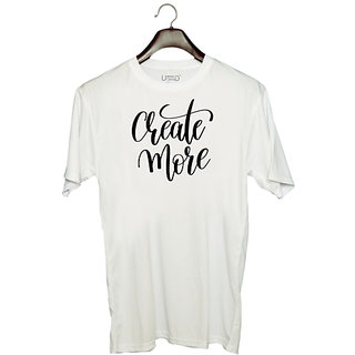                       UDNAG Unisex Round Neck Graphic 'Creat more' Polyester T-Shirt White                                              