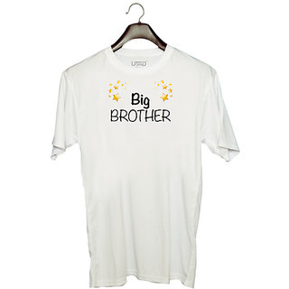                       UDNAG Unisex Round Neck Graphic 'Rakshabandhan brother | Big Brother' Polyester T-Shirt White                                              
