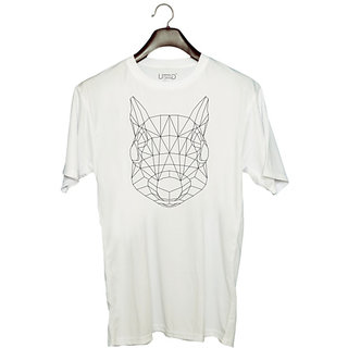                       UDNAG Unisex Round Neck Graphic 'Geometry | Squirrel Head geometry' Polyester T-Shirt White                                              