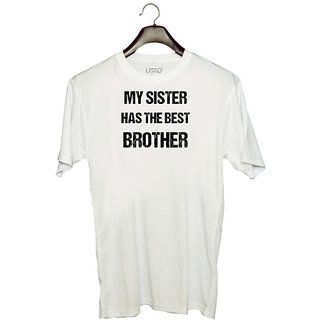                       UDNAG Unisex Round Neck Graphic 'Rakshabandhan | My Sister Has The Best Brother' Polyester T-Shirt White                                              