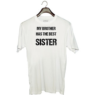                       UDNAG Unisex Round Neck Graphic 'Rakshabandhan | My Brother Has The Best Sister' Polyester T-Shirt White                                              