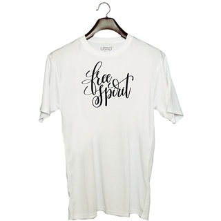                       UDNAG Unisex Round Neck Graphic 'Free spirit' Polyester T-Shirt White                                              