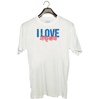                       UDNAG Unisex Round Neck Graphic 'Makhhan | I love Makkhan' Polyester T-Shirt White                                              