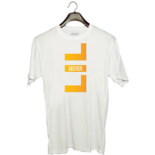                       UDNAG Unisex Round Neck Graphic 'Rakshabandhan | LIL Sister' Polyester T-Shirt White                                              