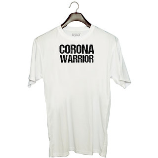                       UDNAG Unisex Round Neck Graphic 'Corona | Corona Warrior' Polyester T-Shirt White                                              