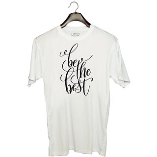                       UDNAG Unisex Round Neck Graphic 'Be the Best' Polyester T-Shirt White                                              