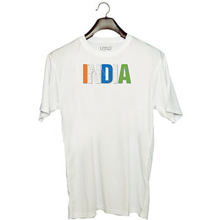                       UDNAG Unisex Round Neck Graphic 'Independence Day Republic Day  INDIA' Polyester T-Shirt White                                              