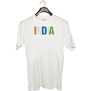 UDNAG Unisex Round Neck Graphic 'Independence Day Republic Day  INDIA' Polyester T-Shirt White