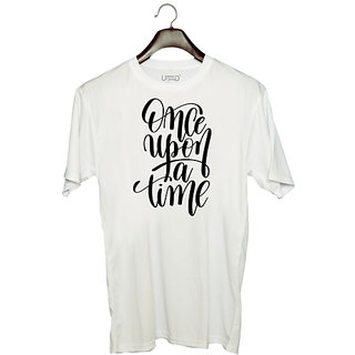                       UDNAG Unisex Round Neck Graphic 'Once upon a time' Polyester T-Shirt White                                              