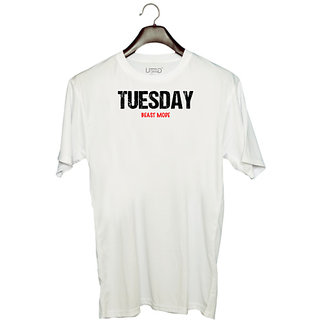                       UDNAG Unisex Round Neck Graphic 'Beast Mode | Tuesday Beast mode' Polyester T-Shirt White                                              
