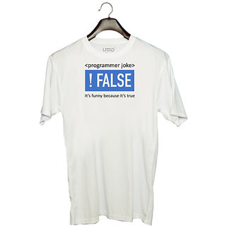                       UDNAG Unisex Round Neck Graphic 'Coder | Programmer joke' Polyester T-Shirt White                                              