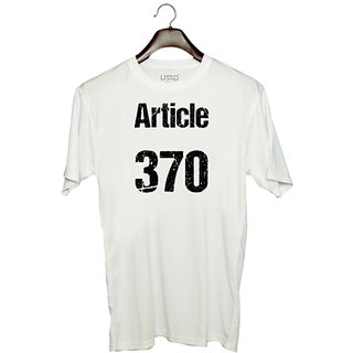                       UDNAG Unisex Round Neck Graphic 'Jammu & Kashmir | Article 370' Polyester T-Shirt White                                              