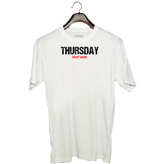                       UDNAG Unisex Round Neck Graphic 'Beast Mode | Thursday Beast mode' Polyester T-Shirt White                                              