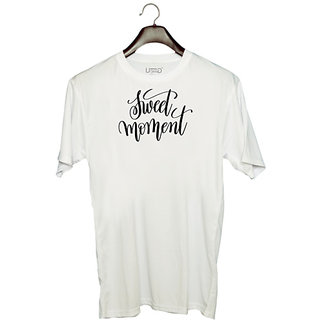                       UDNAG Unisex Round Neck Graphic 'Sweet moment' Polyester T-Shirt White                                              