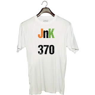                       UDNAG Unisex Round Neck Graphic 'Jammu & Kashmir | JnK 370' Polyester T-Shirt White                                              