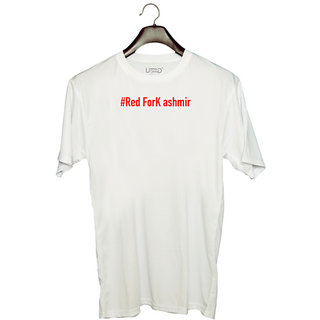                       UDNAG Unisex Round Neck Graphic 'Jammu & kashmir | #Red ForK ashmir' Polyester T-Shirt White                                              