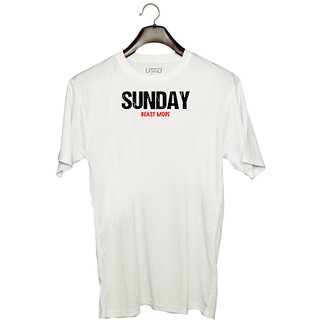                       UDNAG Unisex Round Neck Graphic 'Beast Mode | Sunday Beast mode' Polyester T-Shirt White                                              