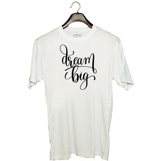                       UDNAG Unisex Round Neck Graphic 'Dream | Dream big' Polyester T-Shirt White                                              
