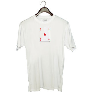                       UDNAG Unisex Round Neck Graphic 'Card' Polyester T-Shirt White                                              