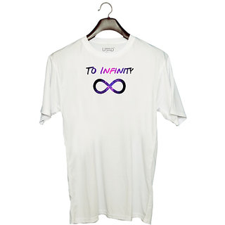                       UDNAG Unisex Round Neck Graphic 'Couple | to infinity' Polyester T-Shirt White                                              