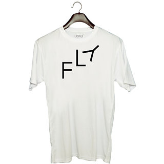                       UDNAG Unisex Round Neck Graphic 'Fly' Polyester T-Shirt White                                              