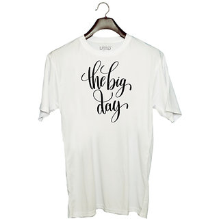                       UDNAG Unisex Round Neck Graphic 'The big day' Polyester T-Shirt White                                              