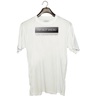                       UDNAG Unisex Round Neck Graphic 'Limited Edition | i'm not wired just limited edition' Polyester T-Shirt White                                              