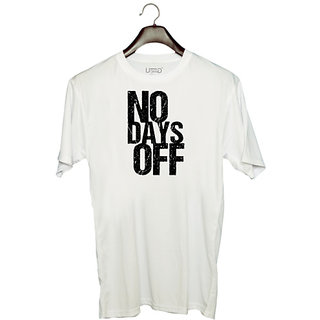                       UDNAG Unisex Round Neck Graphic 'No days off' Polyester T-Shirt White                                              