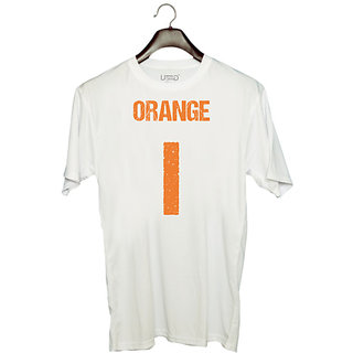                       UDNAG Unisex Round Neck Graphic 'Navratri | Orange' Polyester T-Shirt White                                              