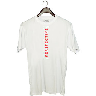                       UDNAG Unisex Round Neck Graphic 'Perspective' Polyester T-Shirt White                                              