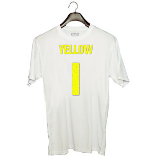                       UDNAG Unisex Round Neck Graphic 'Navratri | Yellow' Polyester T-Shirt White                                              