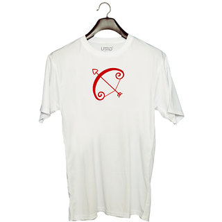                       UDNAG Unisex Round Neck Graphic 'Love | Couple' Polyester T-Shirt White                                              